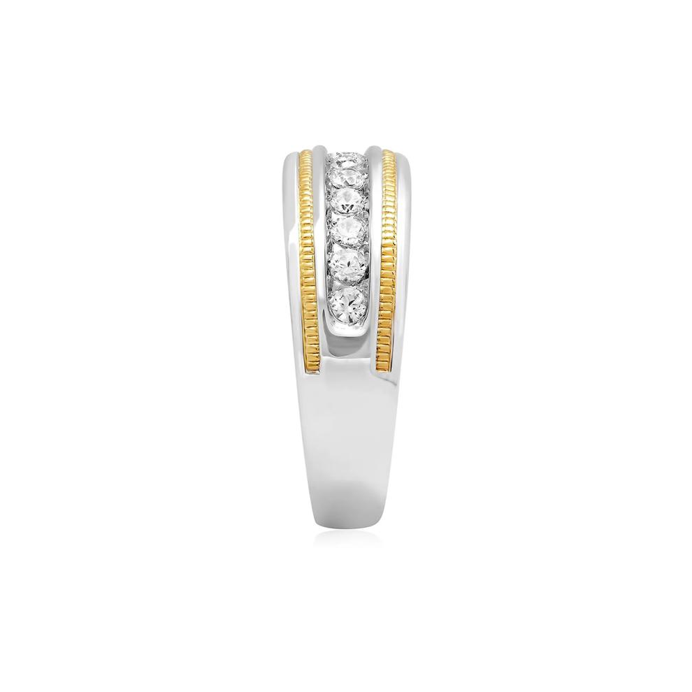 Men's 1/2 ct. tw. Diamond Milgrain Band in 10K Yellow &amp; White Gold – Image 3 of 3