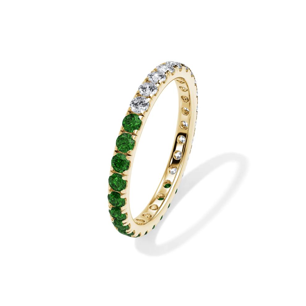 Lab Grown Diamond and Lab-Created Emerald Eternity Band in 14K Yellow Gold (1/2 ct. tw.) – Image 4 of 4
