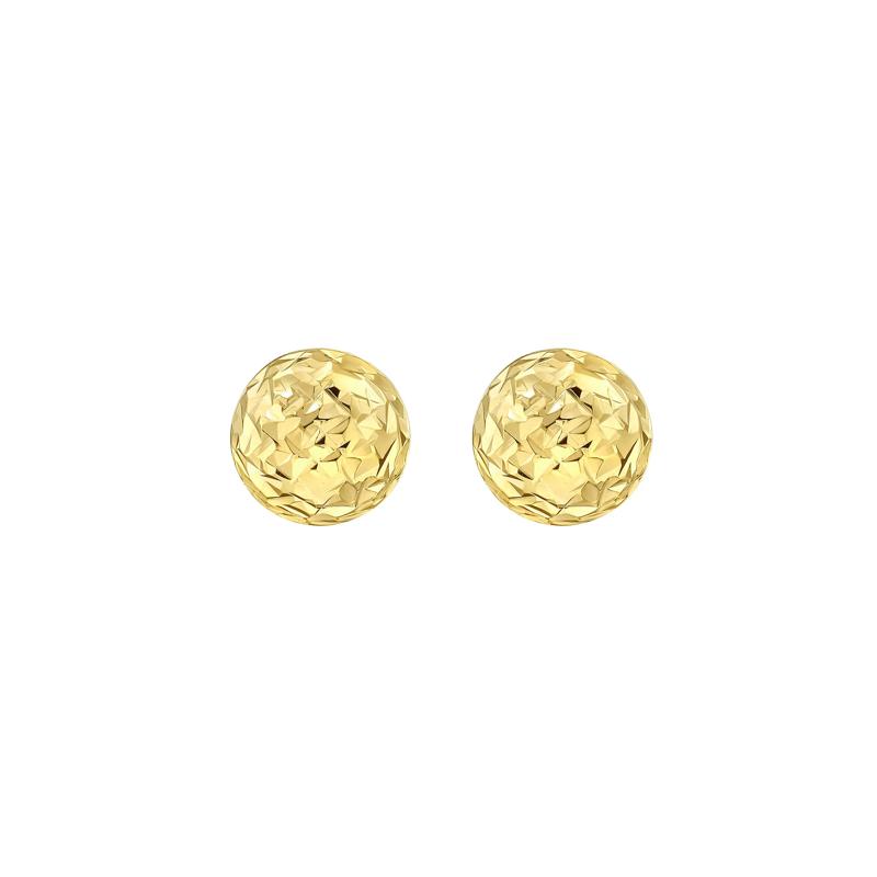 Diamond-Cut Puff Ball Stud Earrings in 14K Yellow Gold – Image 2 of 2