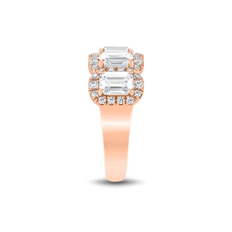 Lab Grown Diamond Emerald-Cut Halo Band in 10K Rose Gold &#40;3 ct. tw.&#41; – Image 3 of 3