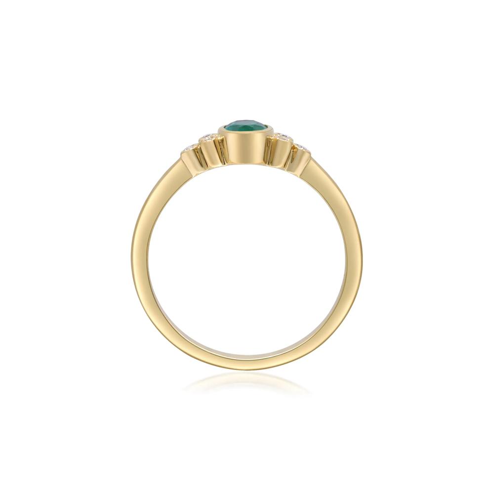 Emerald Oval &amp; Diamond Accent Bezel Cluster Ring in 10K Yellow Gold – Image 3 of 5