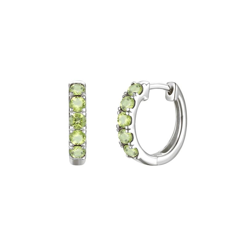 Peridot Hoop Earrings in 10K White Gold – Image 1 of 1