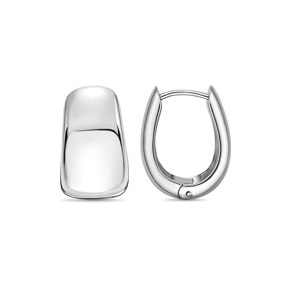 U-Shaped Thick Hoop Earrings in Sterling Silver – Image 3 of 4