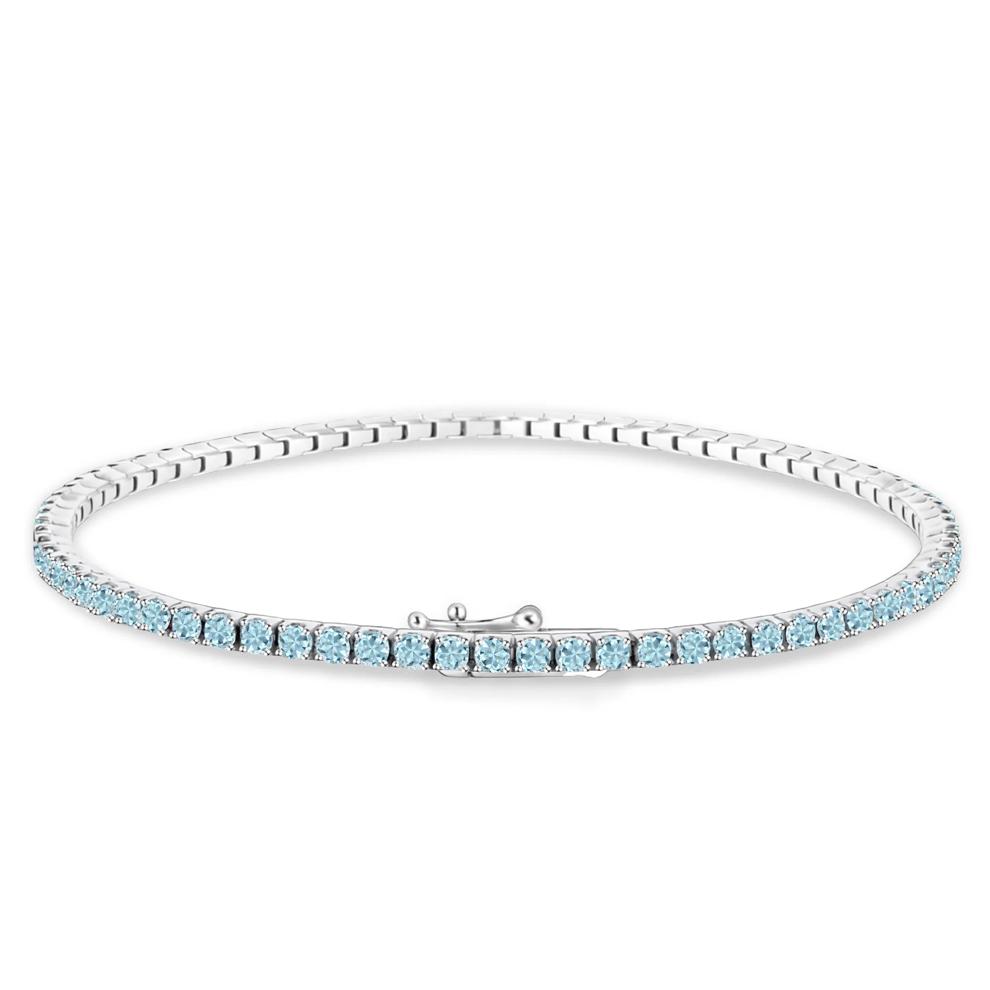 Aquamarine Stack Bracelet in Sterling Silver, 7" – Image 2 of 2