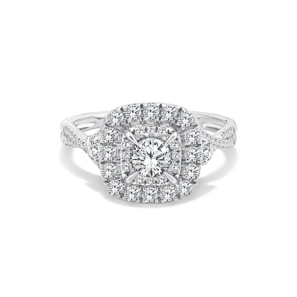 Diamond Cushion Halo Engagement Ring in 10K White Gold (1 ct. tw.) – Image 1 of 4