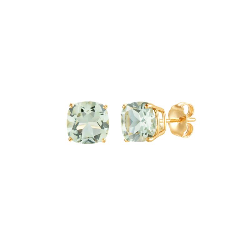 Green Amethyst Stud Earrings in 10K Yellow Gold – Image 1 of 1