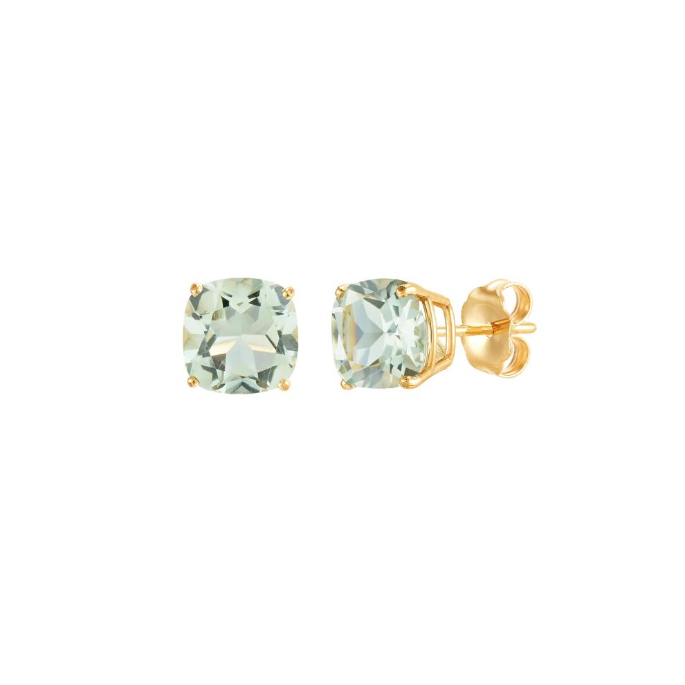 Green Amethyst Stud Earrings in 10K Yellow Gold – Image 1 of 1
