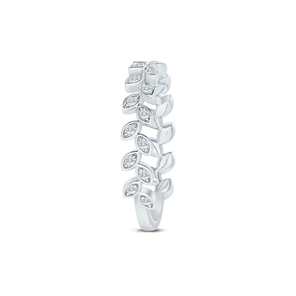 Lab Grown Diamond Floral Stack Anniversary Band in 10K White Gold (1/7 ct. tw.) – Image 3 of 3