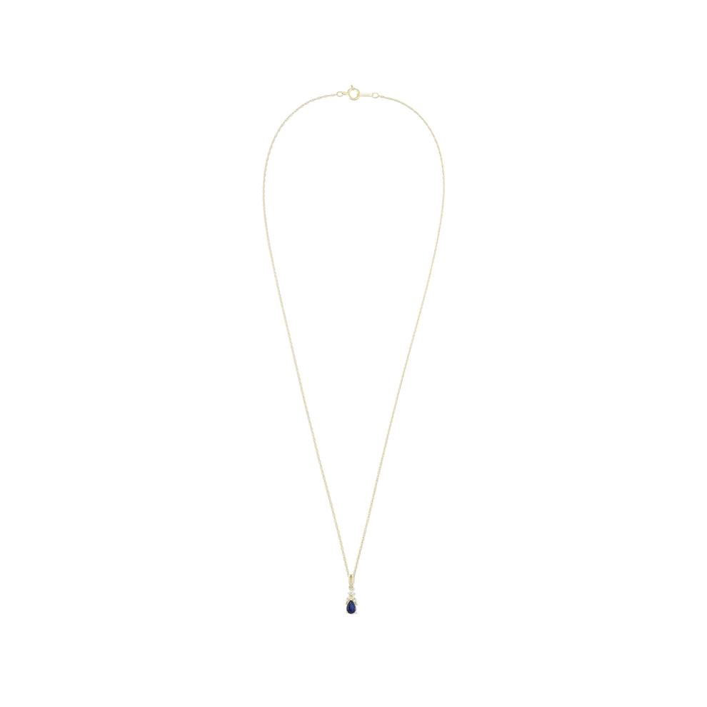 Pear-Shaped Blue Sapphire &amp; Diamond Accent Pendant Necklace in 10K Yellow Gold – Image 4 of 4