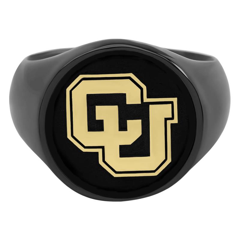 Colorado University Signet Ring in Zirconium and 14K Yellow Gold – Image 1 of 3
