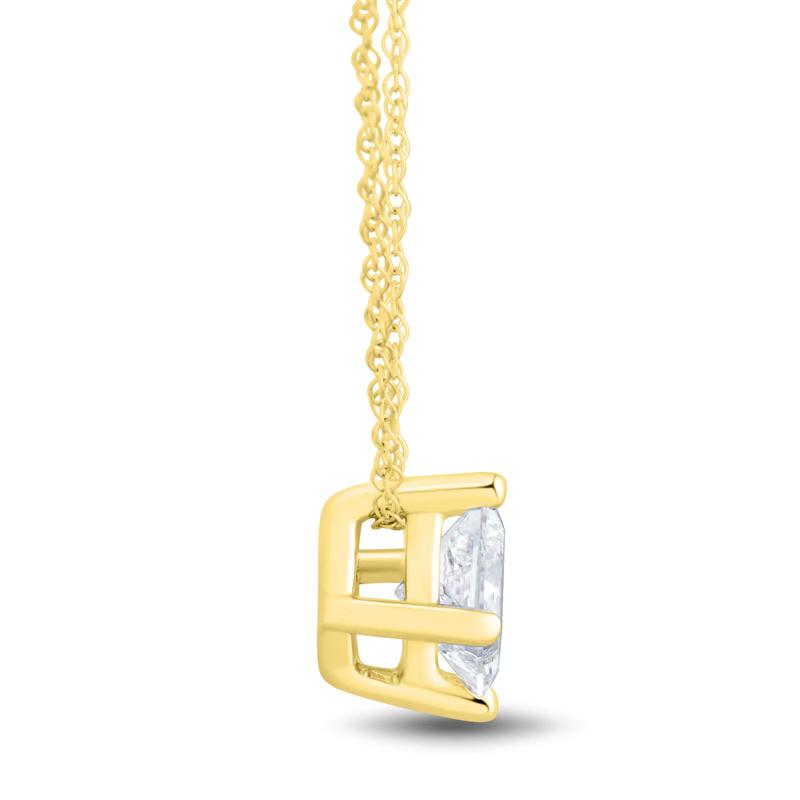Lab Grown Diamond Princess-Cut Solitaire Pendant in 14K Yellow Gold &#40;1/2 ct. tw.&#41; – Image 2 of 3