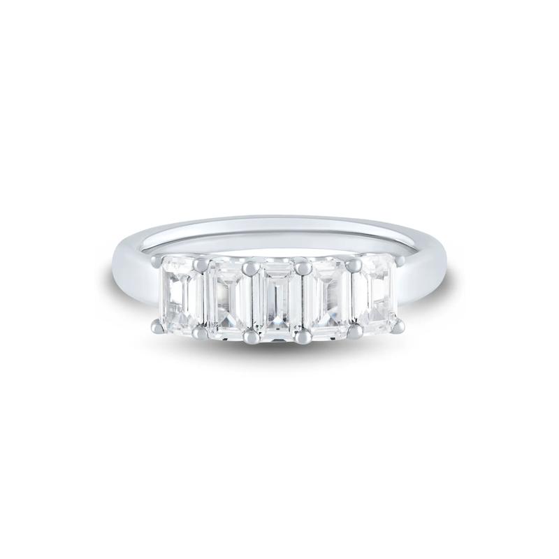 Lab Grown Diamond Five-Stone Emerald-Cut Band in 14K White Gold &#40;1 &frac12; ct. tw.&#41;  – Image 1 of 3