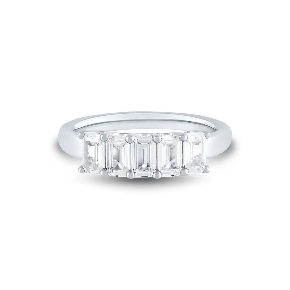 Lab Grown Diamond Five-Stone Emerald-Cut Band in 14K White Gold (1 &frac12; ct. tw.)  – Image 1 of 3