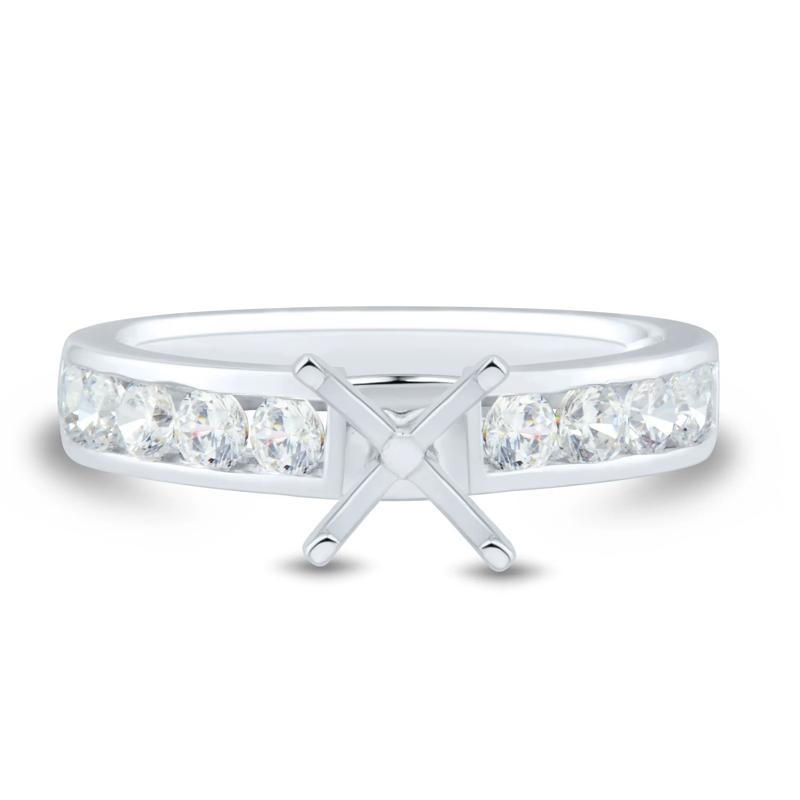 1/2 ct. tw. Round Diamond Channel Semi-Mount Engagement Ring Set in 14k White Gold &#40;Setting Only&#41; – Image 3 of 9