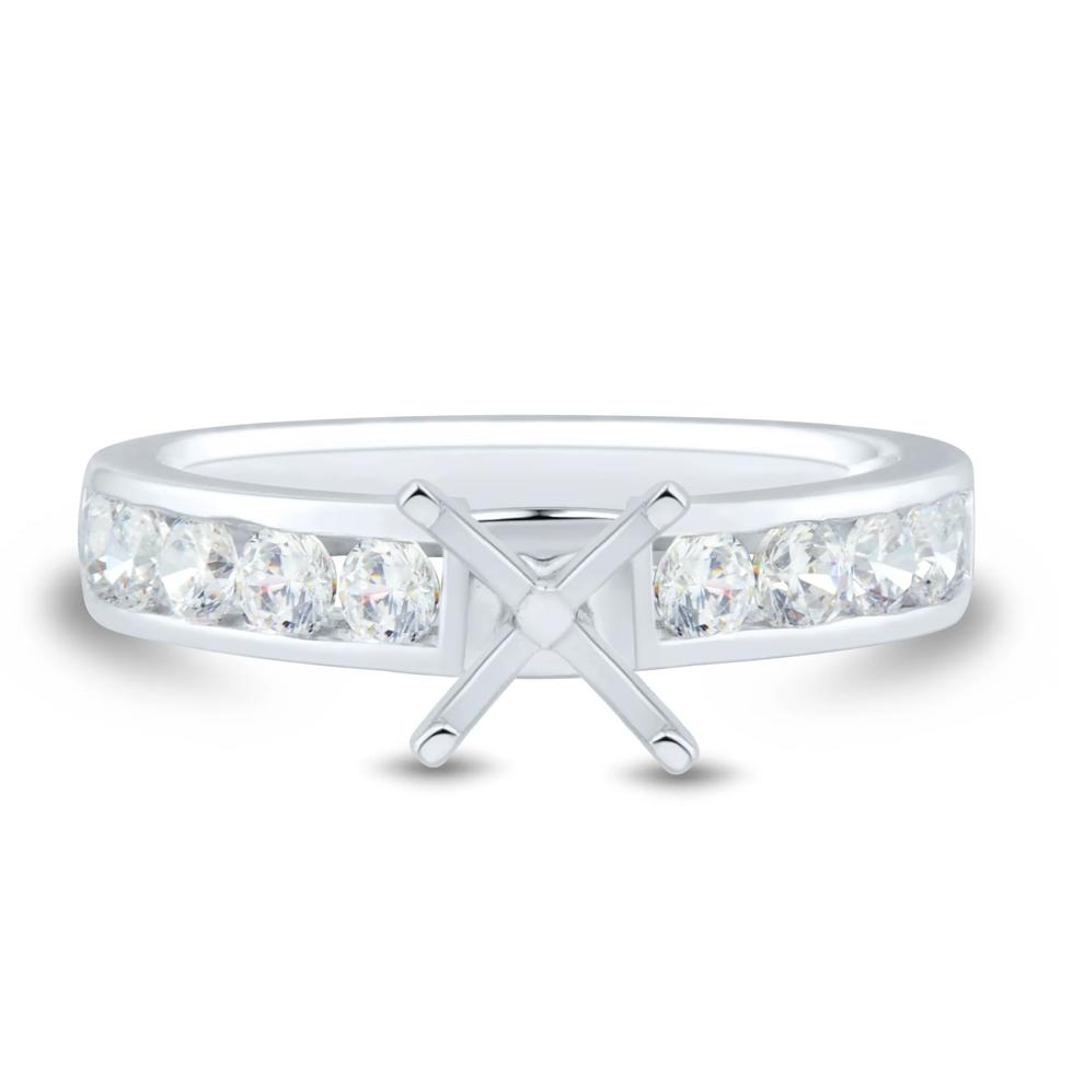 1/2 ct. tw. Round Diamond Channel Semi-Mount Engagement Ring Set in 14k White Gold (Setting Only) – Image 3 of 9