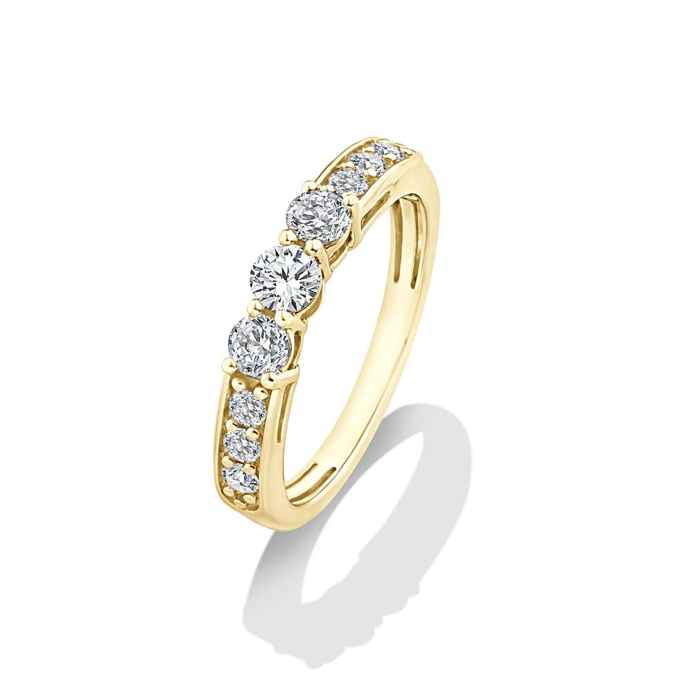 Lab Grown Diamond Round Center Three-Stone Engagement Set in 10K Yellow Gold (4 ct. tw.) – Image 6 of 6