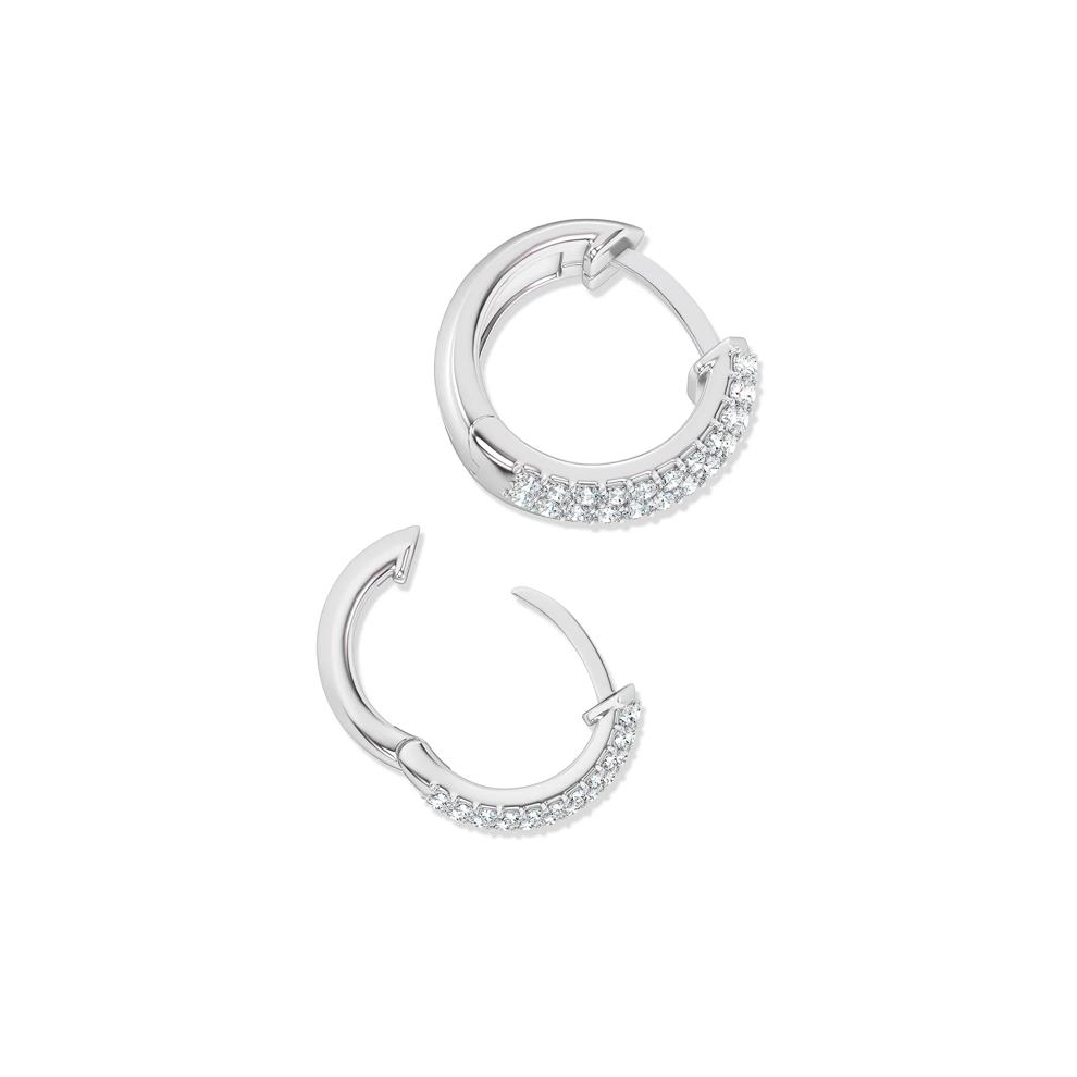 Diamond Knife Edge Pav&eacute; Hoop Earrings in 10K White Gold (1/5 ct. tw.) – Image 2 of 2