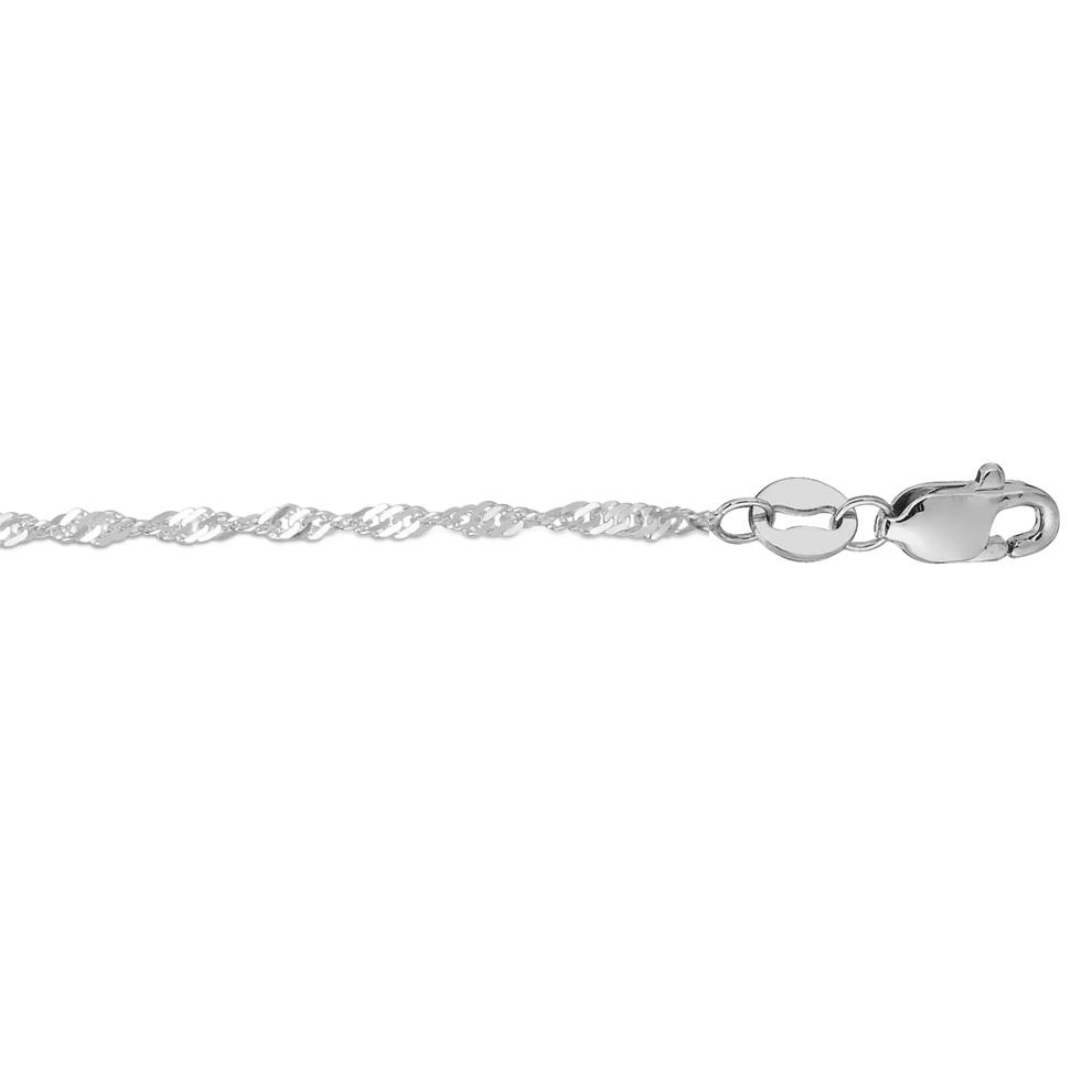 Polished Diamond-Cut Singapore Chain in 10K White Gold, 18" – Image 2 of 2