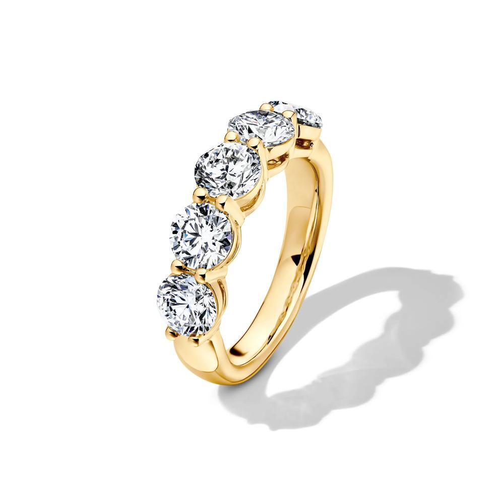 Lab Grown Diamond Five-Stone Round Anniversary Band in 14K Yellow Gold (3 ct. tw.) – Image 4 of 4