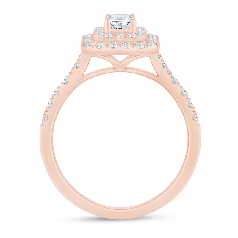 Diamond Double Halo Engagement Ring in 14K Rose Gold (1 ct. tw.) – Image 2 of 3