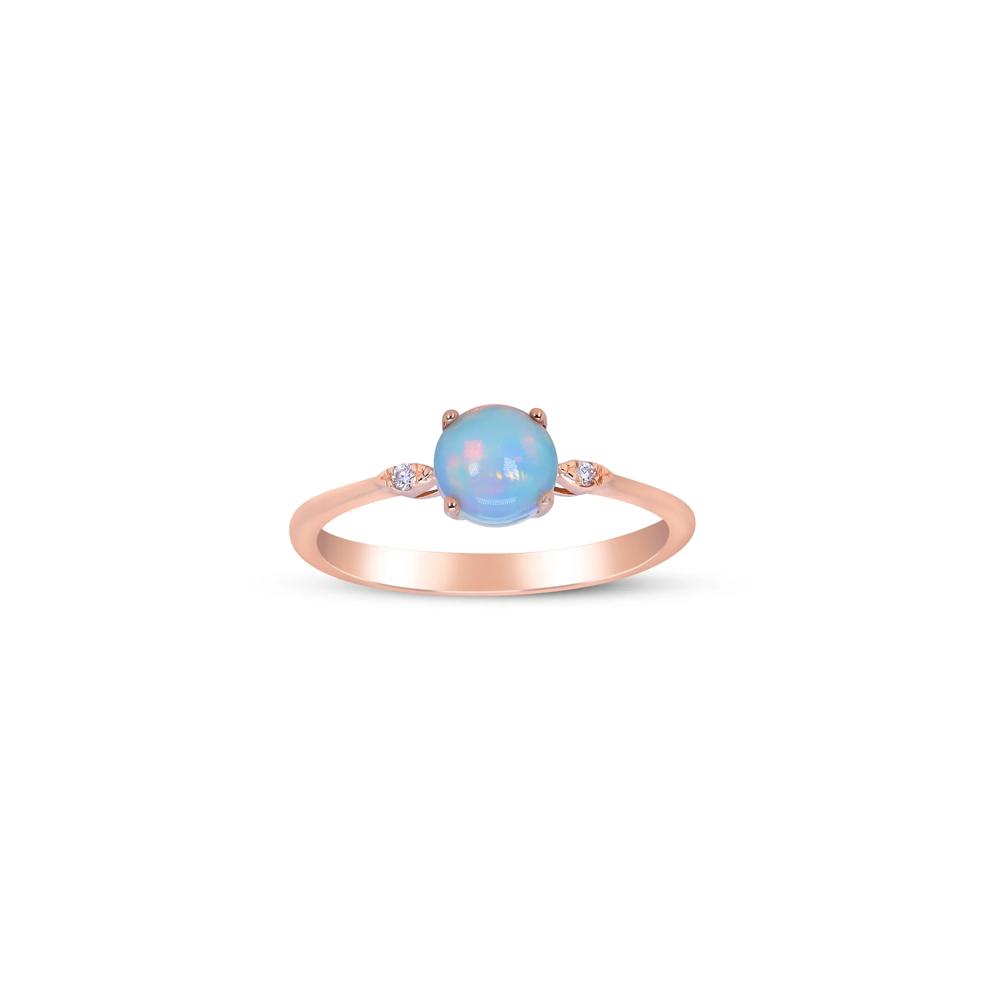 Opal and Diamond Accent Ring in 10K Rose Gold  – Image 4 of 5
