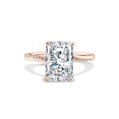 Lab Grown Diamond Radiant Center Engagement Ring in 18K Rose Gold (4 1/5 ct. tw.)
