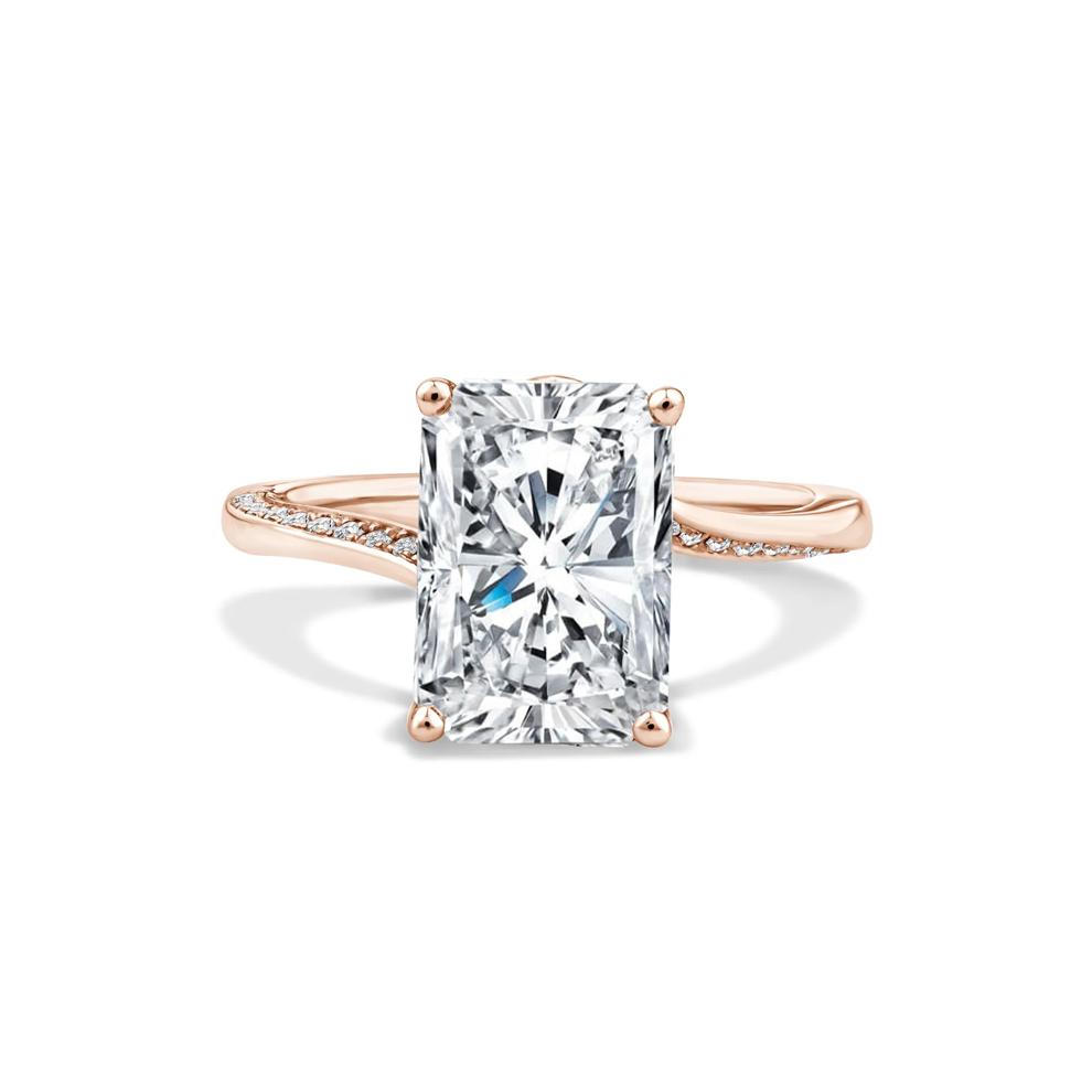 Lab Grown Diamond Radiant Center Engagement Ring in 18K Rose Gold (4 1/5 ct. tw.) – Image 1 of 1