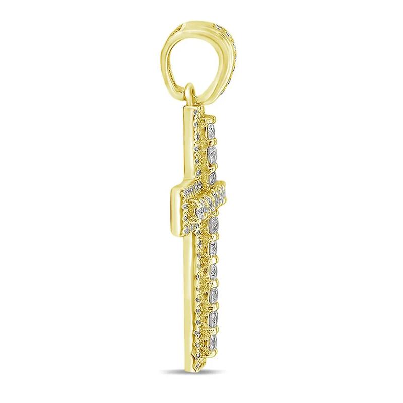 Men&#39;s Diamond Cross Pendant in 10K Yellow Gold &#40;3/4 ct. tw.&#41; – Image 3 of 4