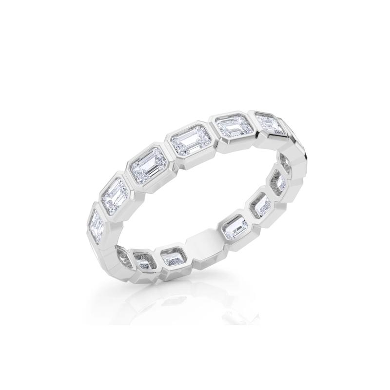 Diamond Emerald-Cut Bezel-Set True Eternity Band in 14K White Gold  – Image 5 of 5