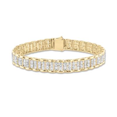 Men's Lab Grown Diamond Link Bracelet in 10K Yellow Gold, 8.5" (5 ct. tw.)