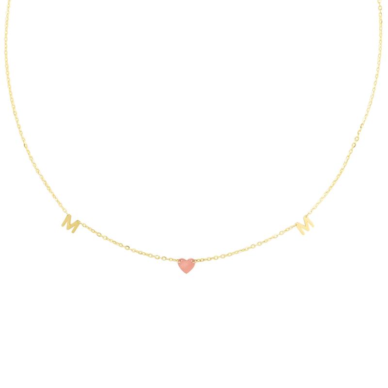 Mom Heart Necklace in 14K Yellow and Rose Gold – Image 1 of 3