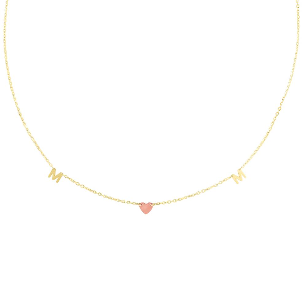 Mom Heart Necklace in 14K Yellow and Rose Gold – Image 1 of 3