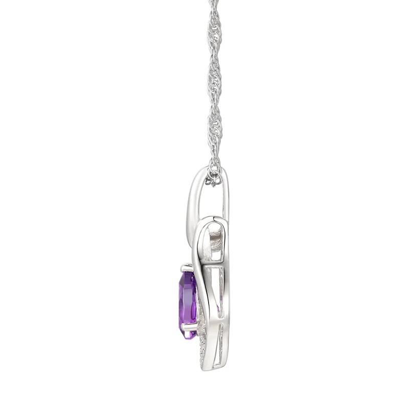 Pear-Shaped Amethyst &amp; Lab Created White Sapphire Earring, Pendant &amp; Ring Set in Sterling Silver – Image 6 of 9