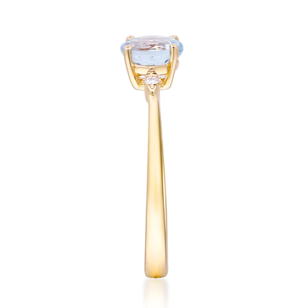Aquamarine &amp; Diamond Ring in 10K Yellow Gold – Image 3 of 5