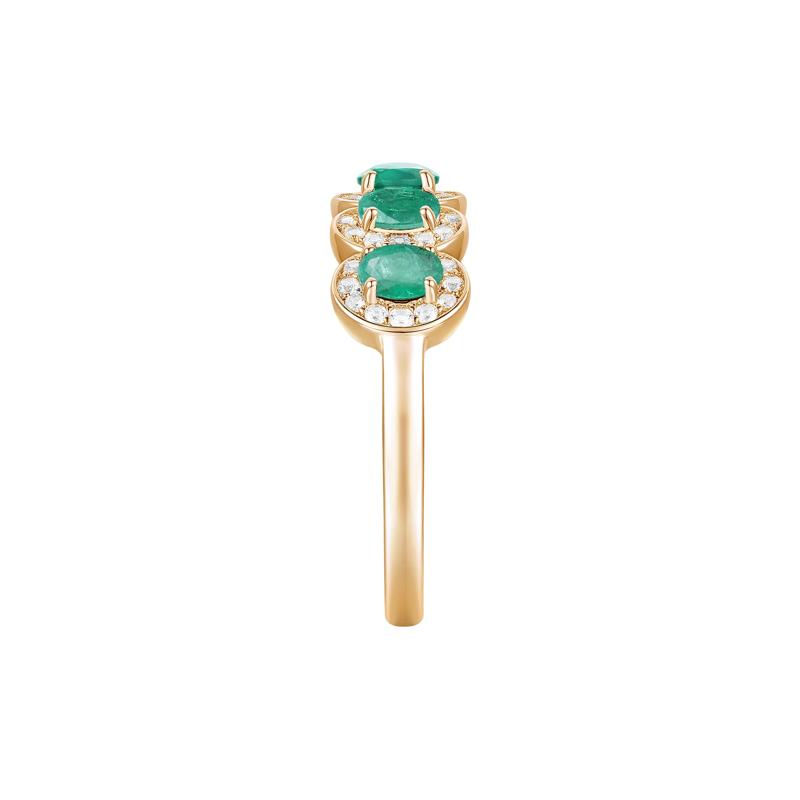 Emerald and Diamond Oval Band in 14K Yellow Gold &#40;1/4 ct. tw.&#41; – Image 3 of 3