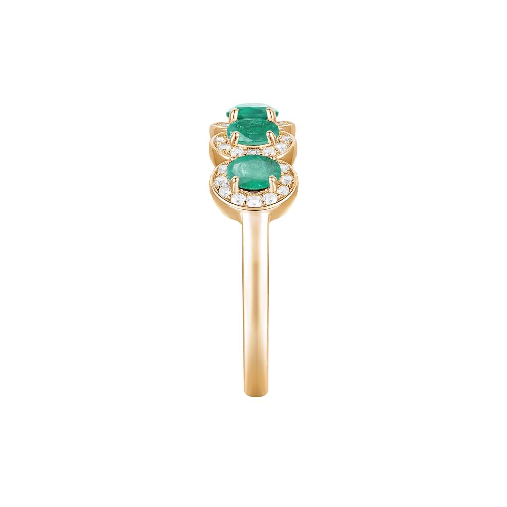 Emerald and Diamond Oval Band in 14K Yellow Gold (1/4 ct. tw.) – Image 3 of 3