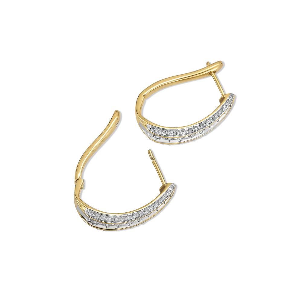 Diamond Multi-Row Hoop Earrings in 10K Yellow Gold (1 ct. tw.) – Image 2 of 2
