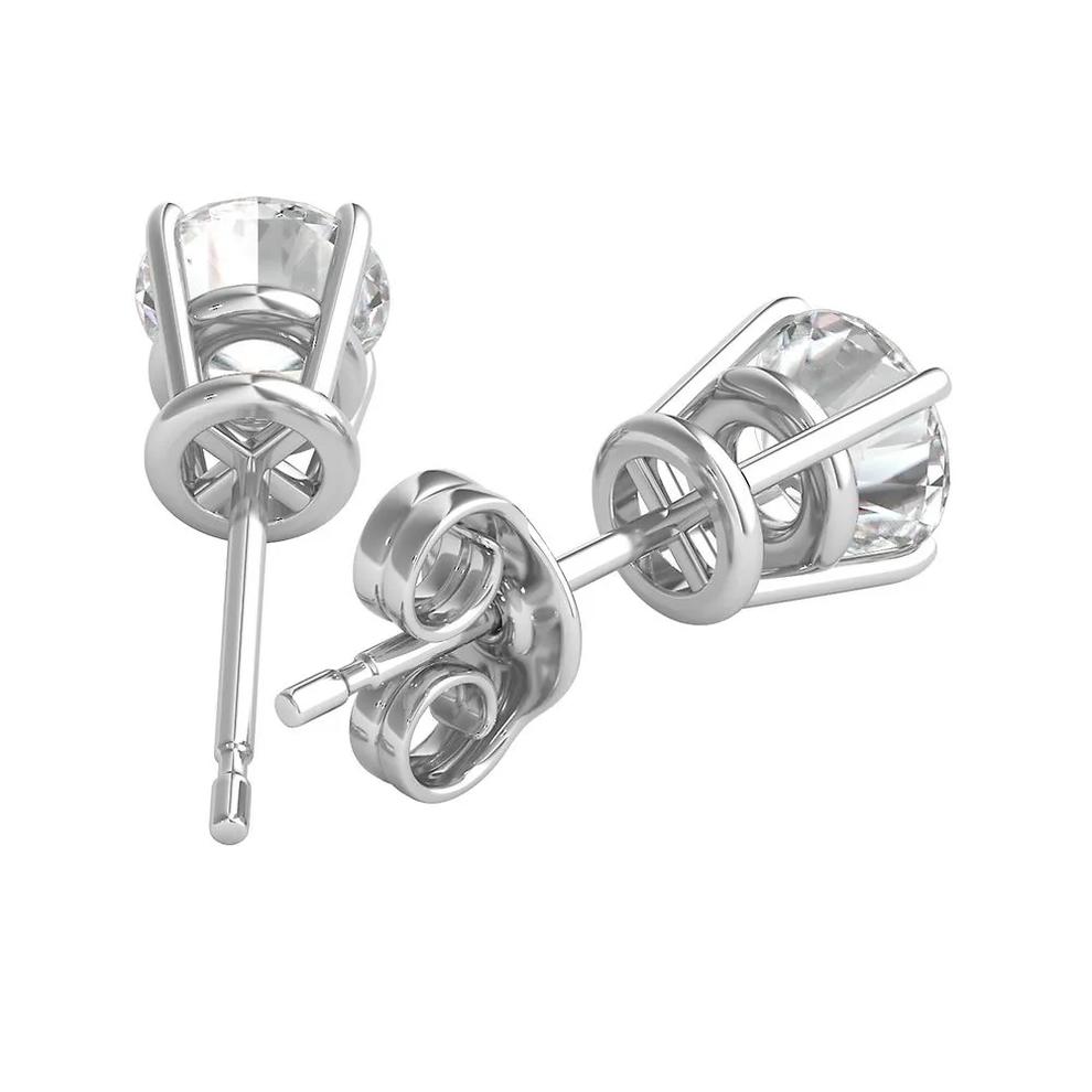 Diamond Round Solitaire Stud Earrings in 14K White Gold (1 1/2 ct. tw.) – Image 3 of 4