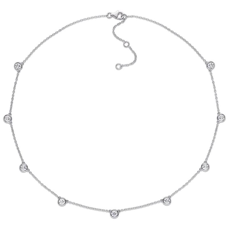 Moissanite Station Necklace in Sterling Silver &#40;2 1/4 ct. dew&#41; – Image 2 of 3