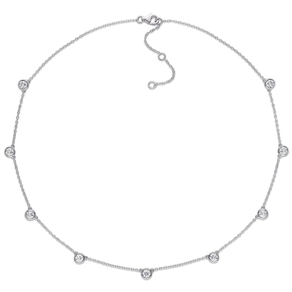 Moissanite Station Necklace in Sterling Silver (2 1/4 ct. dew) – Image 2 of 3