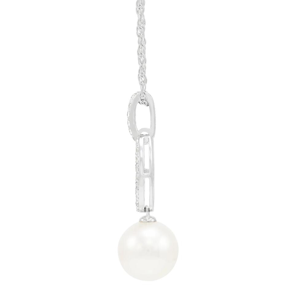 Freshwater Pearl &amp; Lab-Created White Sapphire Pendant in Sterling Silver – Image 2 of 3