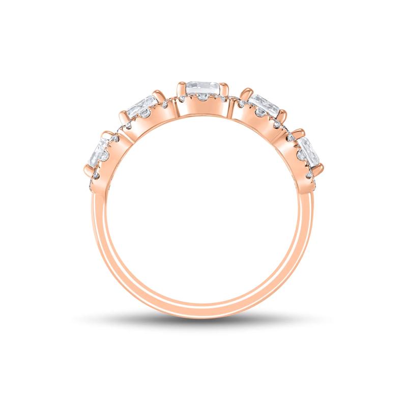 Lab Grown Diamond Emerald-Cut Halo Band in 10K Rose Gold &#40;3 ct. tw.&#41; – Image 2 of 3