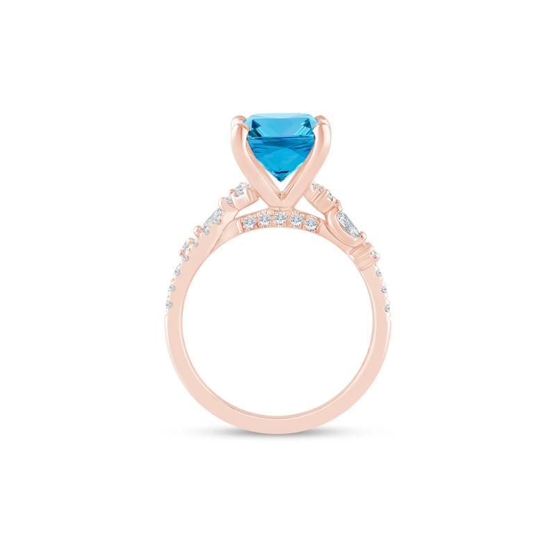 Swiss Blue Topaz and Lab Grown Diamond Engagement Ring in 14K Rose and Yellow Gold &#40;3/8 ct. tw.&#41; – Image 2 of 4