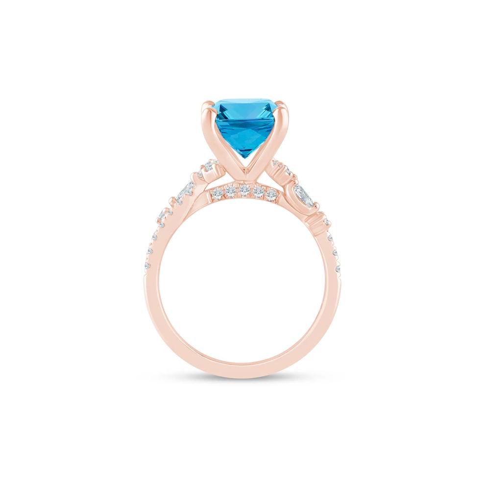 Swiss Blue Topaz and Lab Grown Diamond Engagement Ring in 14K Rose and Yellow Gold (3/8 ct. tw.) – Image 2 of 4