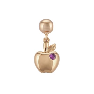Lab-Created Ruby Apple Bead Charm in Vermeil