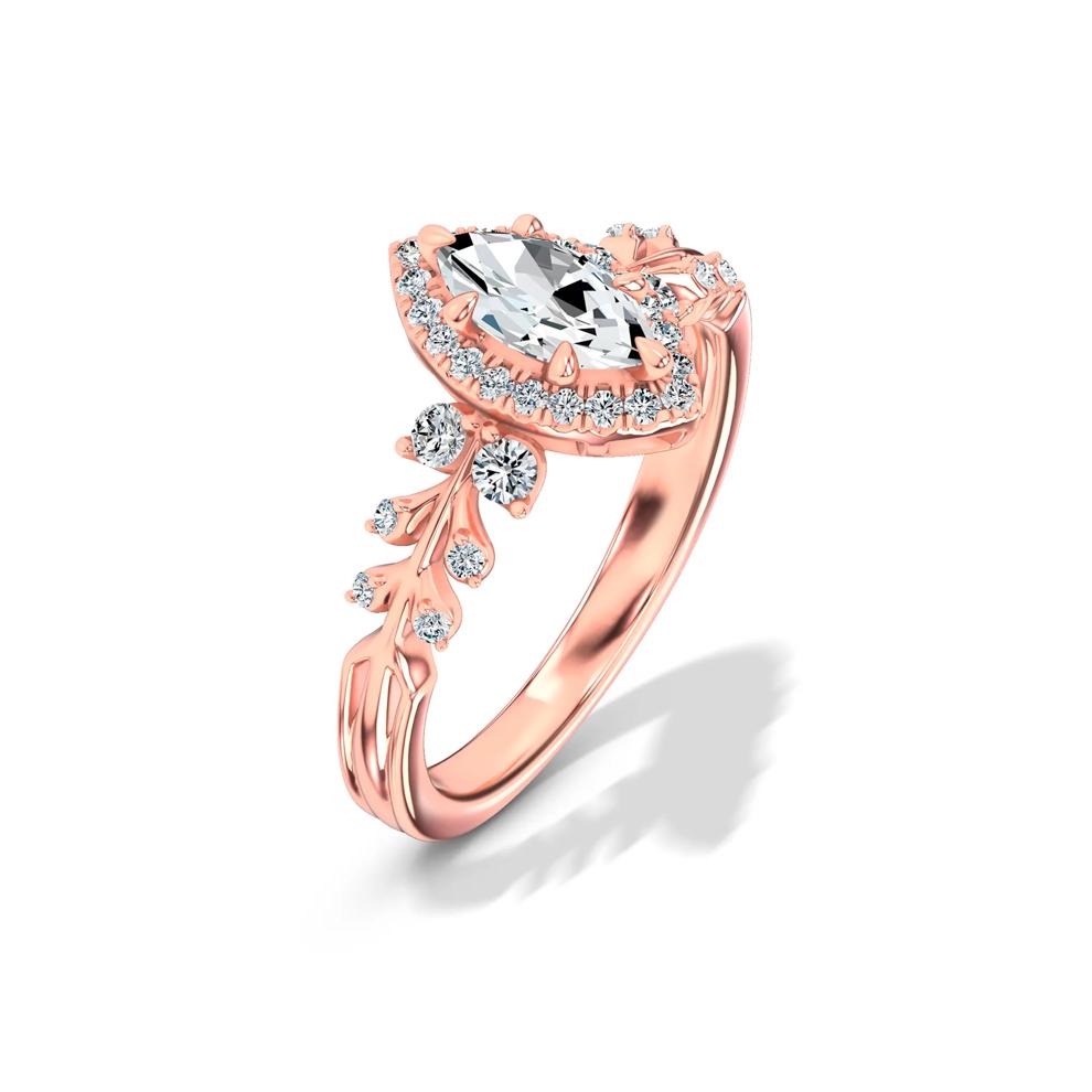 Diamond Marquise Center Halo Engagement Ring in 14K Rose Gold (3/4 ct. tw.) – Image 4 of 4