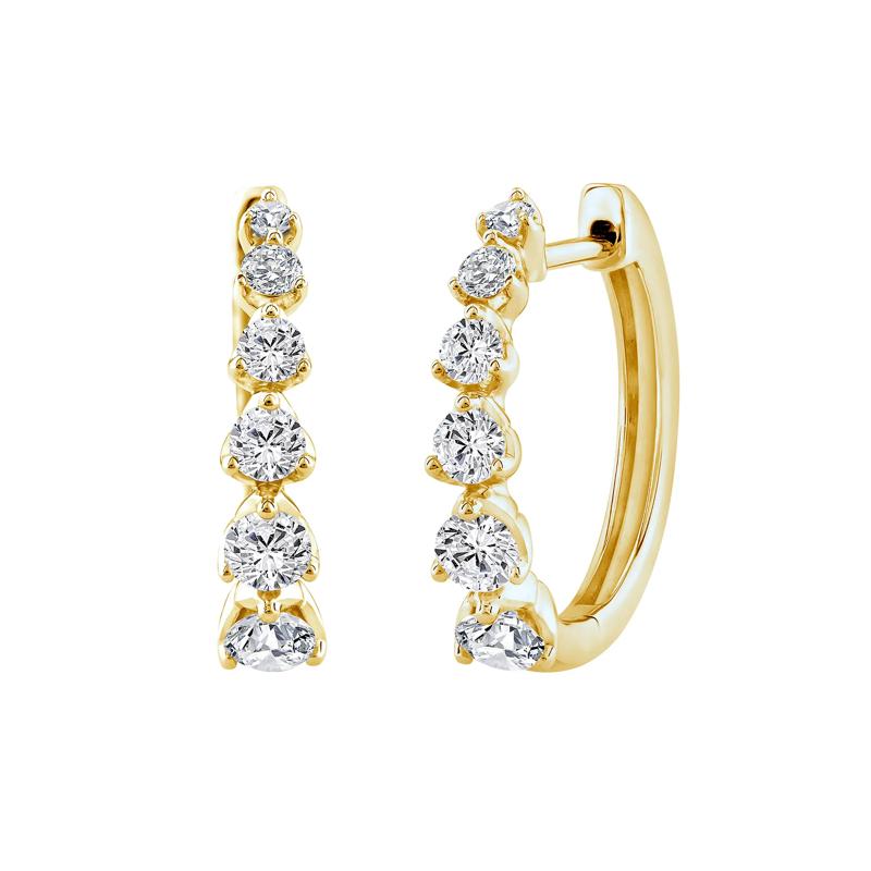 Diamond Graduated Hoop Earrings in 14K Yellow Gold &#40;1 ct. tw.&#41; – Image 1 of 2