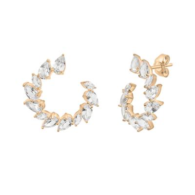 Lab-Created White Sapphire Wrap Hoops in Vermeil