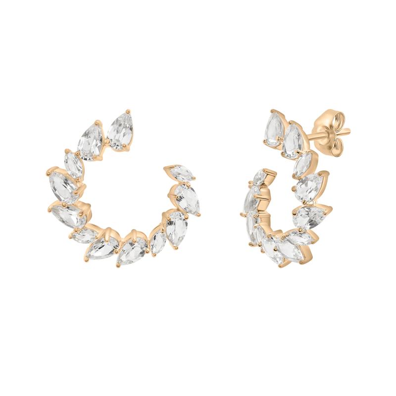 Lab-Created White Sapphire Wrap Hoops in Vermeil – Image 1 of 4