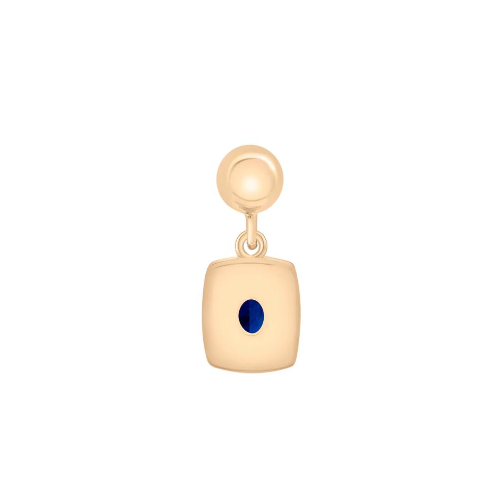 Lab-Created Blue Sapphire Medallion Birthstone Bead Charm in Vermeil – Image 3 of 3